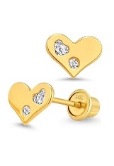 good-looking heart cubic zirconia gold baby earrings